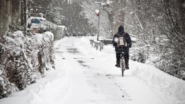 Bike Rider in Snow