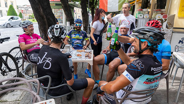 cyclists drinking after a ride