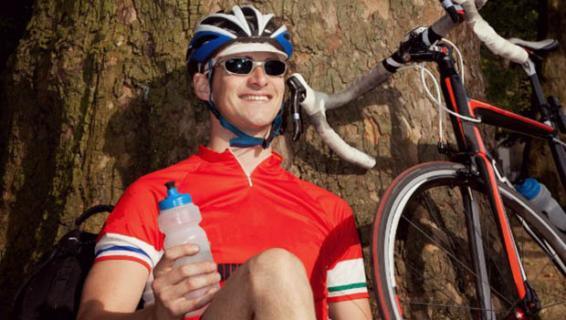 cyclist with water bottle
