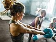 woman with kettlebell