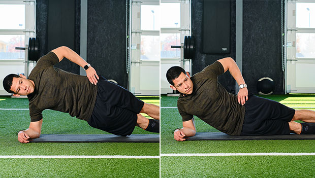 side plank with a dip
