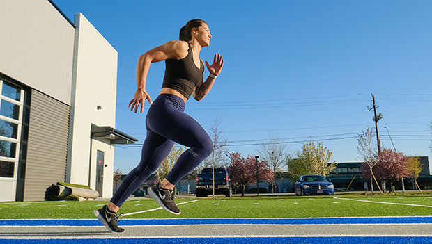 female athlete sprinting