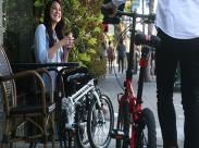 woman with folding bike_front