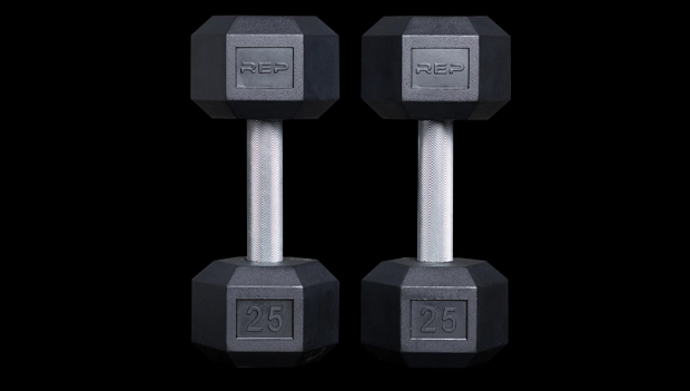 REP Fitness Rubber Coated Hex Dumbbells