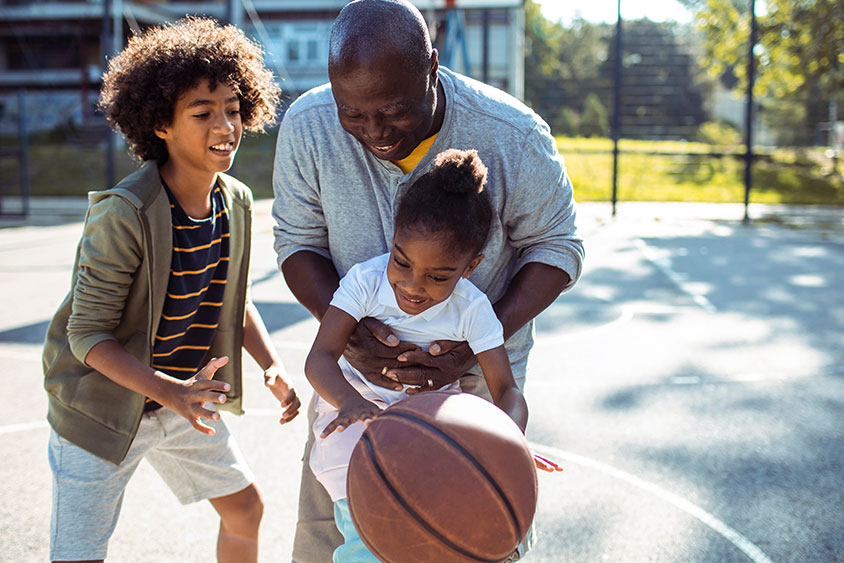 Family Playing Basketball