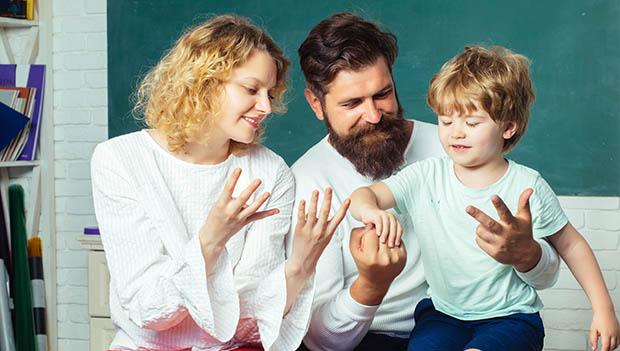 family counting fingers