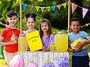 kids at a lemonade stand-front