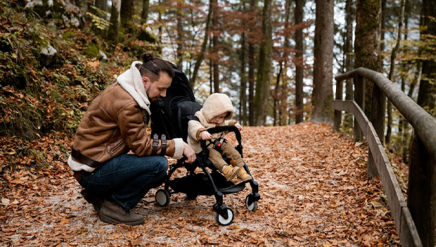 Dad with child in stroller