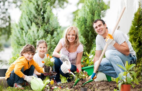 Image result for image of a family working in the garden
