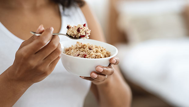 person eating oatmeal