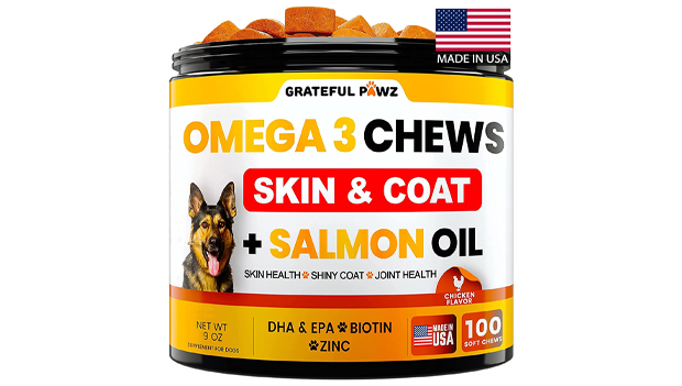 Grateful Pawz Omega 3 for Dogs - Fish Oil for Dogs Chews