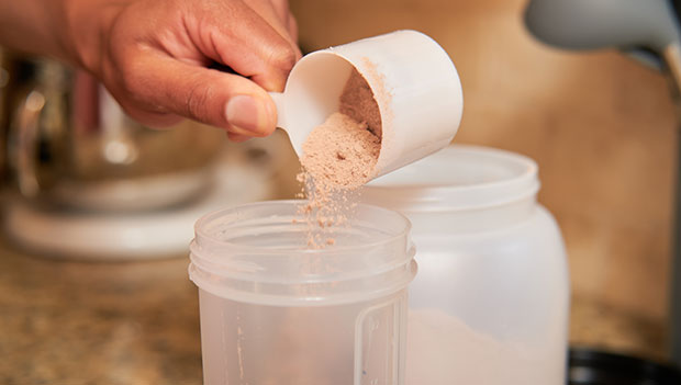 scooping protein powder