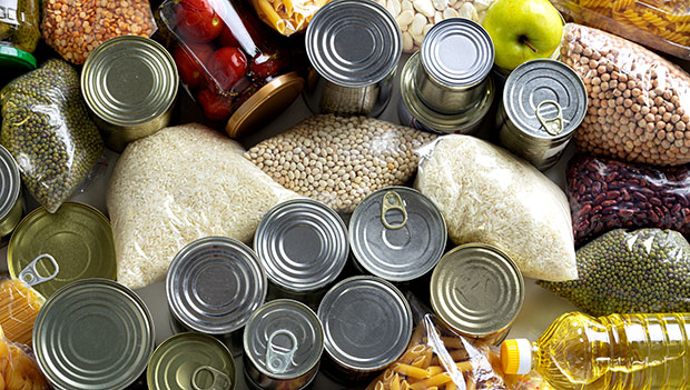cans and dry foods